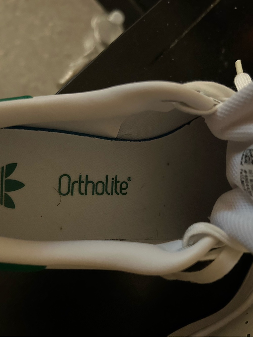 adidas White Leather Sneakers, Stan Smith Green Tongue Logo - Picture 7 of 9